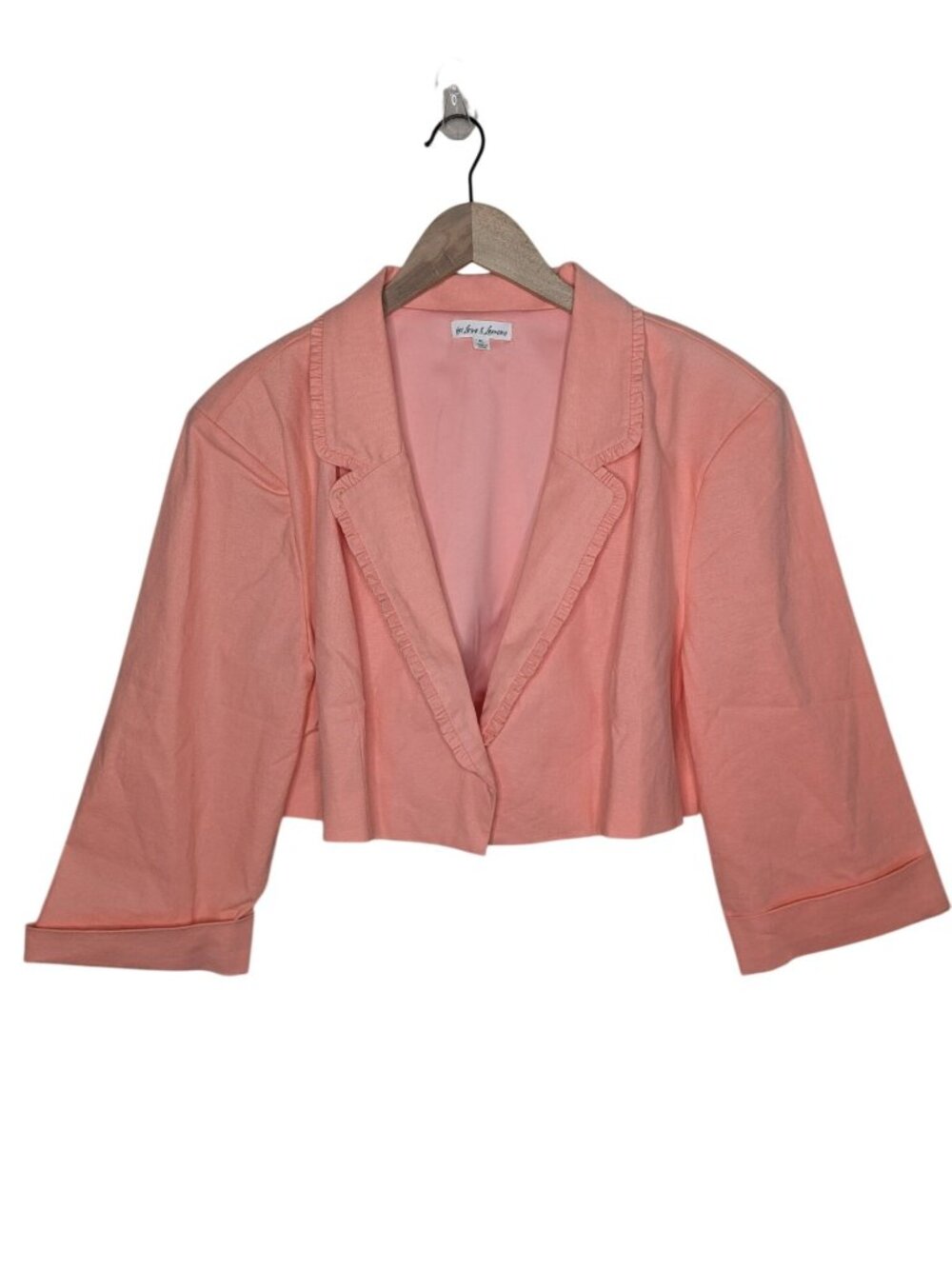For Love and Lemons Pink Cropped Linen Blend Blazer Jacket XL